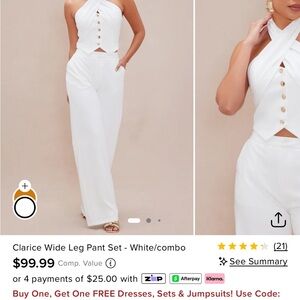 Fashion Nova White Wide Leg Pant Set